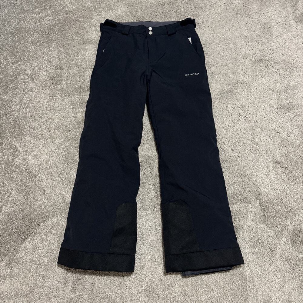 SPYDER Snow Pants Kids Sz 14 Black Ski Skiing Winter Waterproof Room To Grow